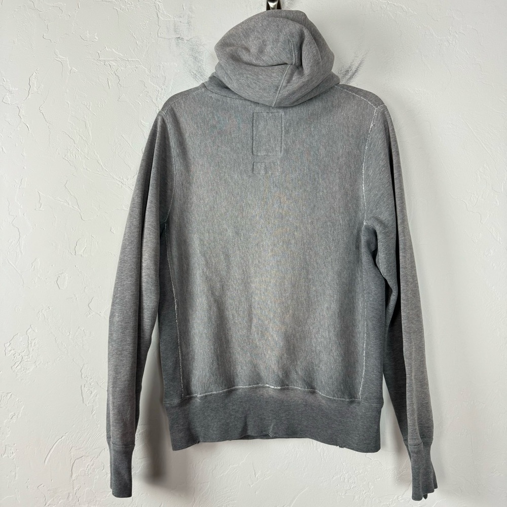 VTG Y2K A&F Abercrombie & Fitch Hoodie Pullover Sweatshirt Grey Fleece Lined Red - Picture 2 of 10